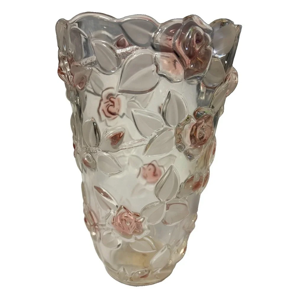 Mikasa Bella Rosa Pink Frost Crystal Vase 9.5